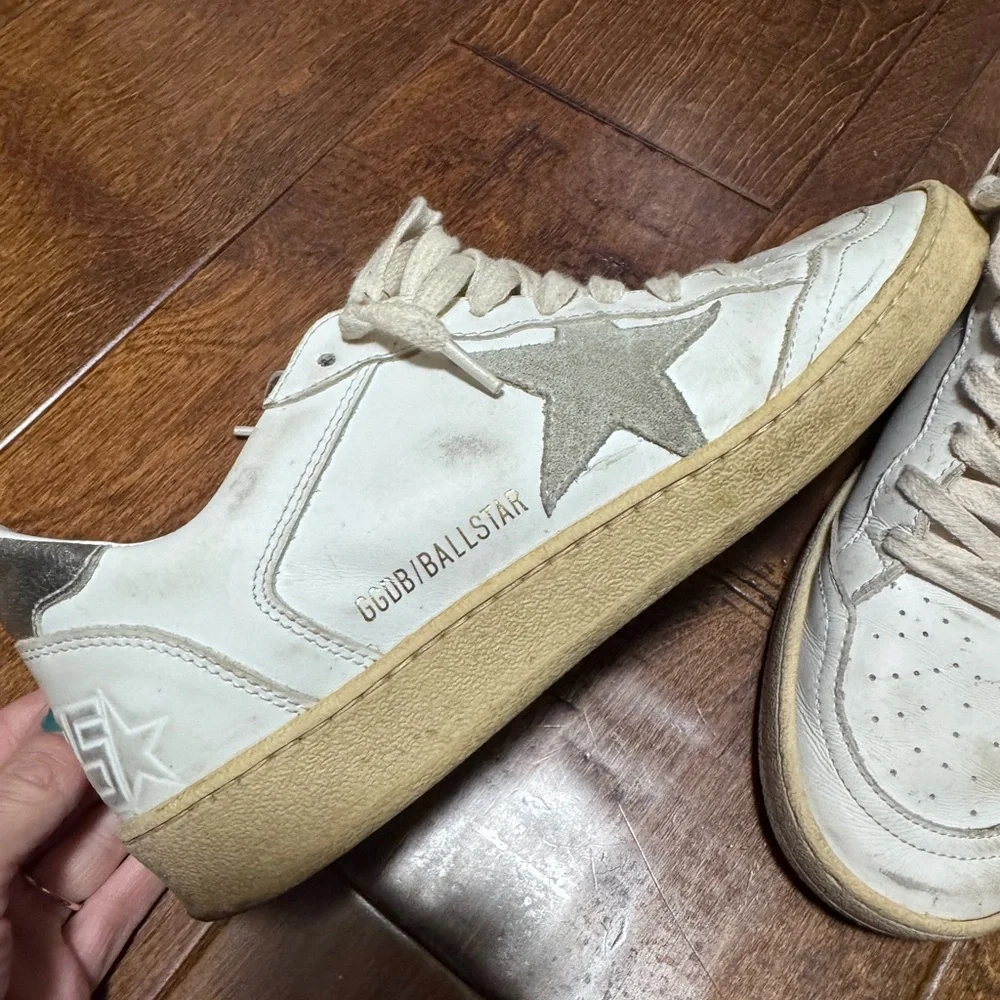 Golden Goose Ball Star Sneakers in Cream and White - Picture 4 of 7